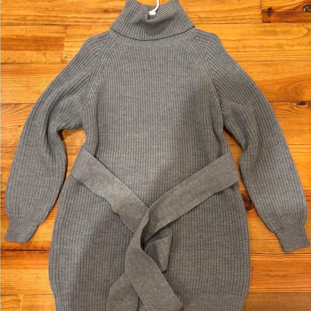 Gray Turtleneck Sweater Dress